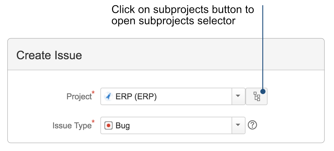 JIRA Subprojects Button