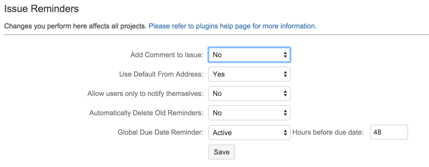 Issue Reminder Plugin Configuration