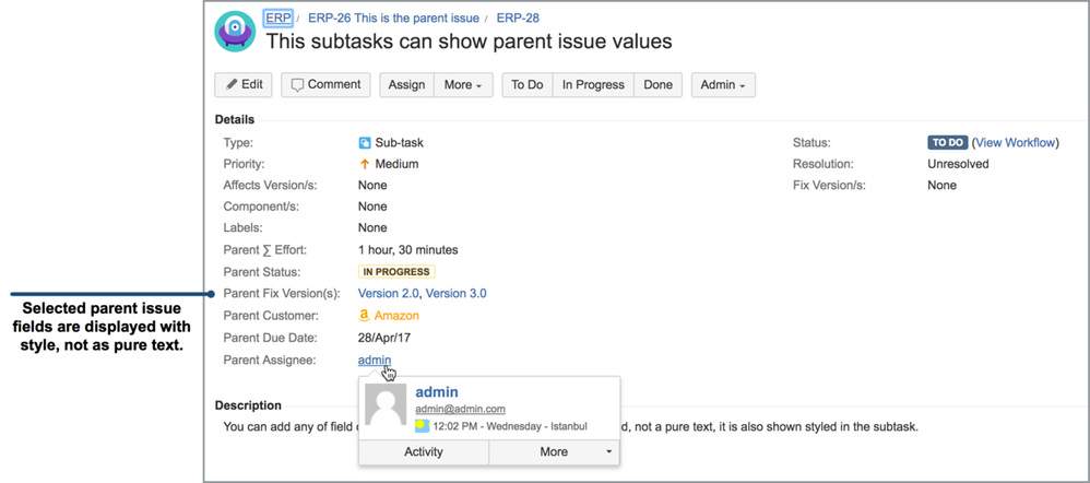 Show JIRA Parent Issue Fields in Sub-Issues
